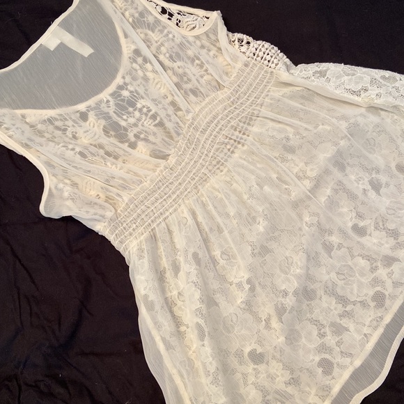Victorian Bobbin Lace chiffon peplum blouse with matching cami undergarment - Picture 10 of 15